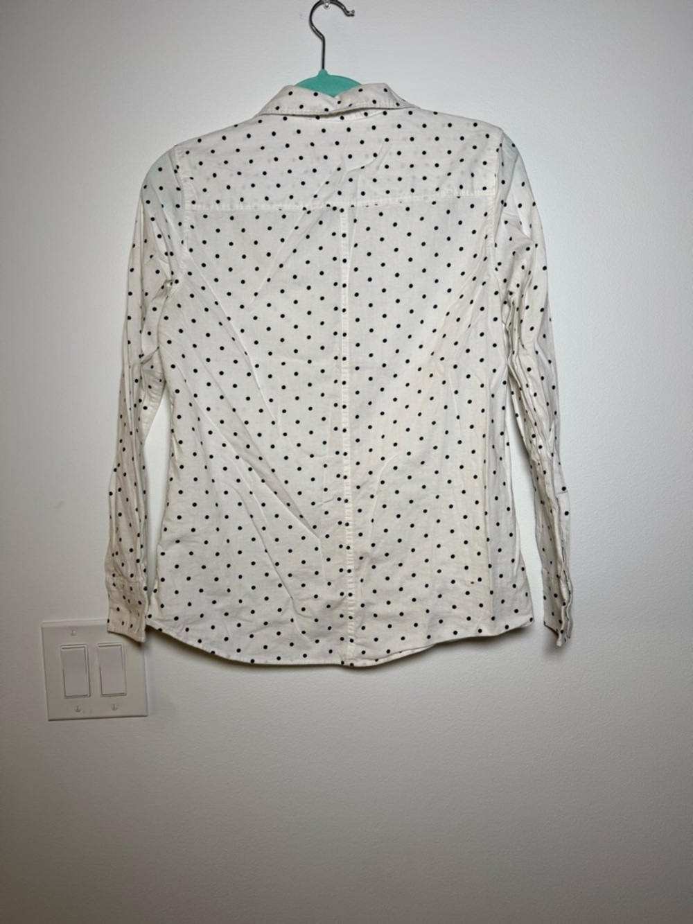 J. Crew White Button-Down Shirt with Black Polka Dots - Picture 2 of 3